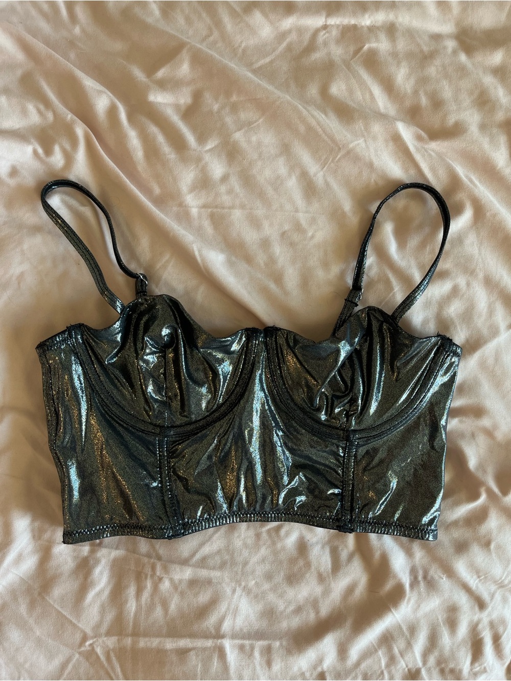 Forever 21 Black Metallic Strap Bustier Top